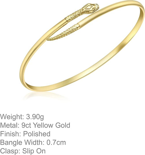 CARISSIMA Women's 9ct Yellow Gold Snake Wrap Bangle