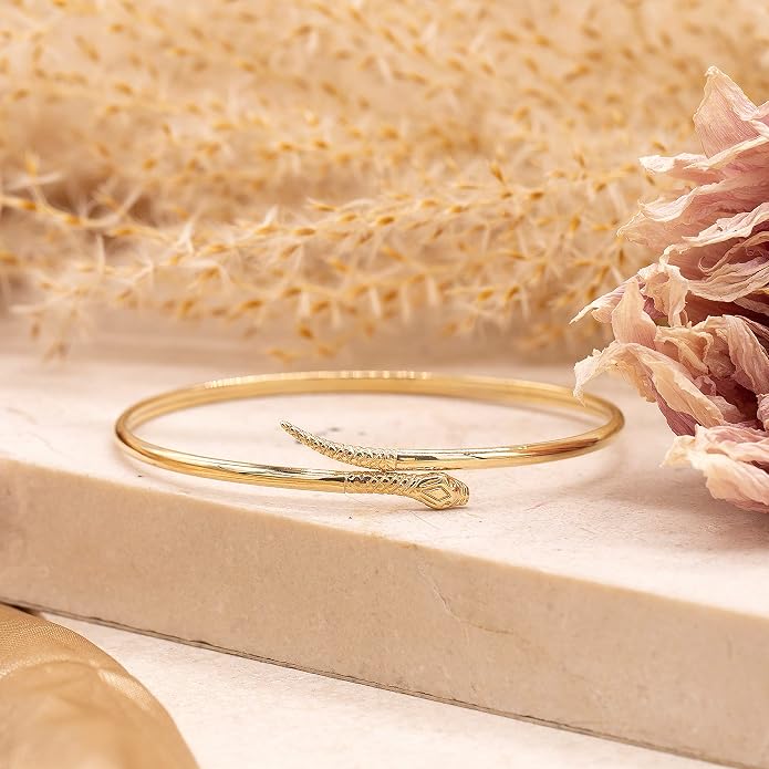 CARISSIMA Women's 9ct Yellow Gold Snake Wrap Bangle