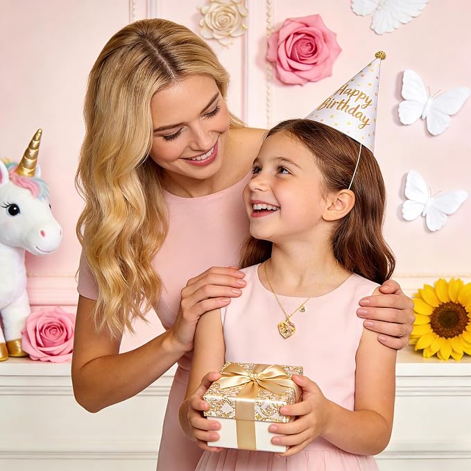 M MOOHAM Unicorn Gifts for Girls - 14K Gold Plated Heart Unicorn Necklaces for Girl CZ Sunflower Necklace Initial Necklace for Kids Unicorns Jewellery Birthday Gifts for Girls Daughter Granddaughter