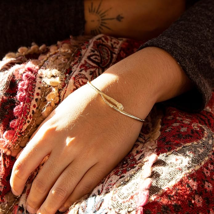 CARISSIMA Women's 9ct Yellow Gold Snake Wrap Bangle